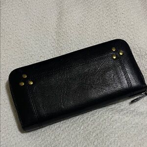 Jerome Dreyfuss Black Leather Wallet with Gold Accents
